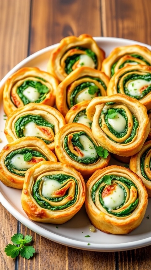 Air fryer steak pinwheels with spinach and cheese filling, garnished with herbs on a rustic plate.